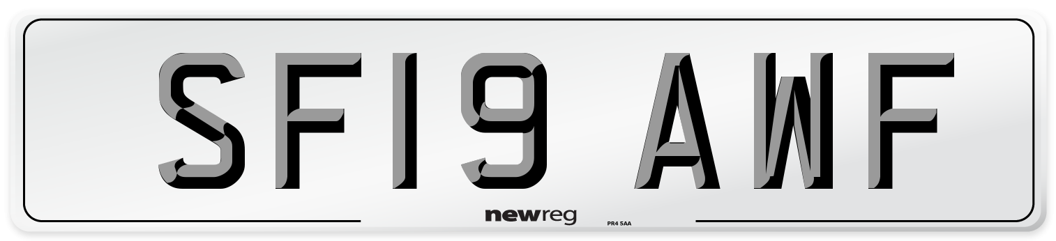 SF19 AWF Number Plate from New Reg